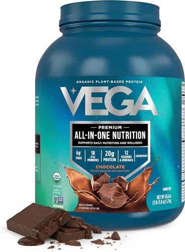 Vista 19 de Vega Organic All-in-One Proteína vegana en polvo sabor chocolate 9 porciones, ingredientes de superalimento, vitaminas para apoyo inmunológico