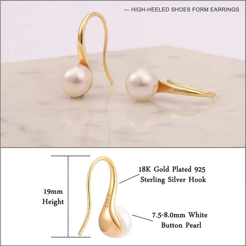 Vista 11 de Aretes colgantes de plata de ley 925 seleccionados a mano AAA+ de 7.5 a 0.315 in con perlas cultivadas de agua dulce blancas para mujer