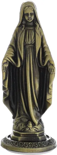 Vista 17 de KOMI Estatua de San Benito Sosteniendo Cruz y Regla Decoraciones para Tablero del Automóvil Bendice Regalo de Seguridad de Conducción