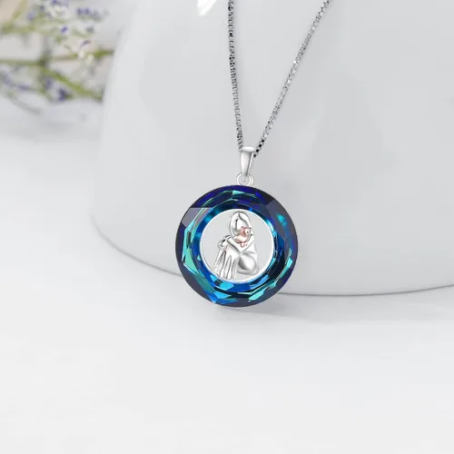 Vista 4 de POPKIMI Cat Lover Pendant Necklace Dog Lover Necklace 925 Sterling Silver Crystal Cat Memorial Gifts for Women Teen Girls Animal Heart Jewelry
