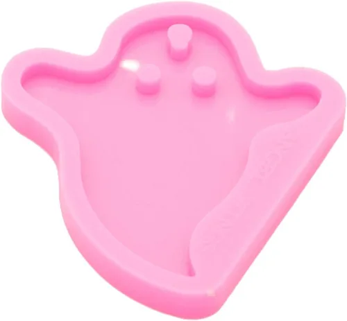Vista 2 de Moldes de resina súper brillantes estilo fantasma de Halloween, molde de silicona epoxi para llavero con agujero, moldes de silicona para hacer