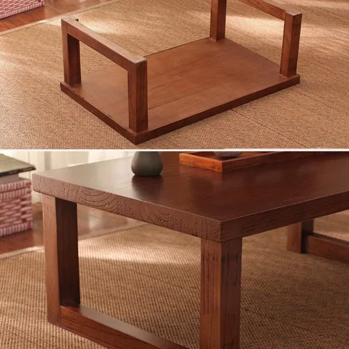 Vista 2 de Mesa de Centro Solid Wood Coffee Table Creative Bay Window Tea Table Japanese Tatami Low Table Balcony Computer Desk Center Cocktail