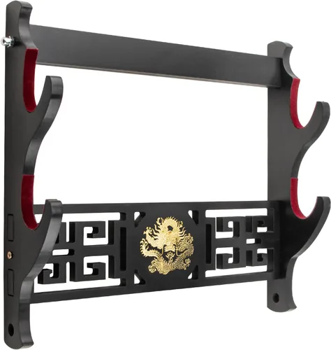 Vista 9 de Soporte de pared para espada Ekkhysis Kylin de 1 nivel con acolchado de terciopelo y gancho, soporte para katana para espada Tanto de samurái