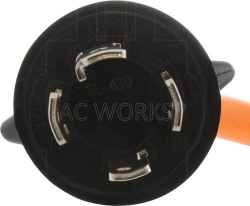Vista 3 de AC WORKS Enchufe de bloqueo NEMA L14-30P de 4 clavijas de 30 amperios 125/250 voltios a conector hembra de bloqueo L6-30R 30Amp 250Volt (flexible)
