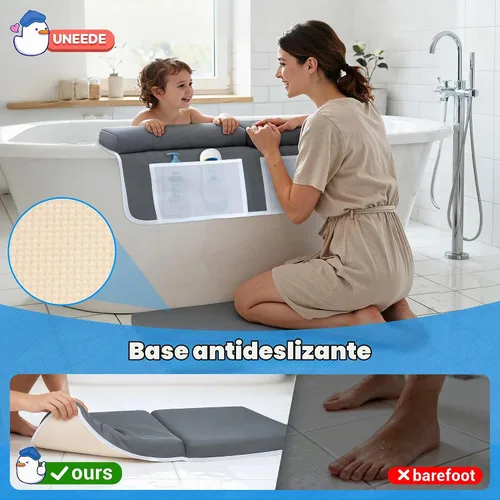 Vista 6 de UNEEDE - Juego de rodilleras y coderas de baño para bebé, tapete de baño de espuma viscoelástica de 1.5 pulgadas de grosor Kneeling Pad with Elbow