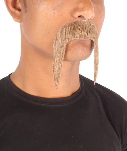 Vista 3 de HPO Cabello humano para hombre, bigote, cosplay, pelo facial