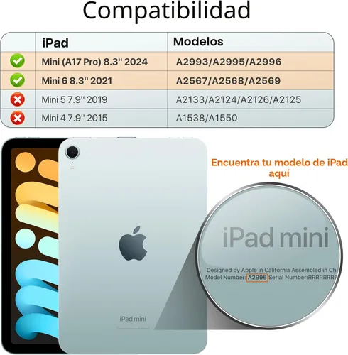 Vista 2 de MoKo Funda inteligente para iPad mini 7 A17 Pro/iPad mini 6 8,3 pulgadas, gris púrpura 1-Gris Púrpura
