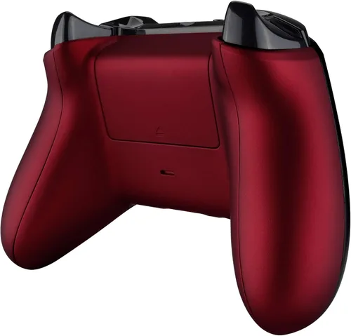 Vista 4 de eXtremeRate Soft Touch Grip - Paneles traseros personalizados para Xbox One S y One X, rieles laterales de repuesto rojo escarlata con cubierta