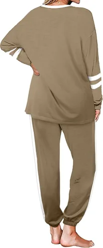 Vista 94 de Aloodor conjunto deportivo de 2 piezas para mujer, con sudadera con cuello redondo, sin botones