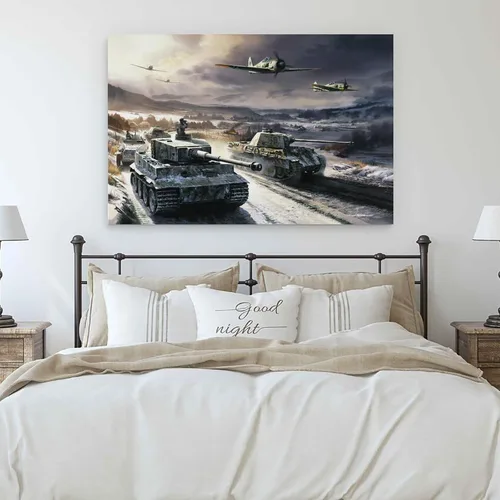 Vista 6 de Retro Posters of World War II Tanks And Aircraft Wall Art Paintings Canvas Wall Decor Home Decor Living Room Decor Aesthetic 12x18inch(30x45cm)