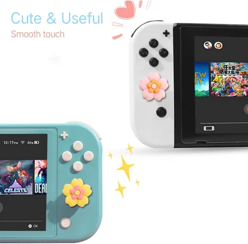 Vista 3 de PERFECTSIGHT Switch Thumb Grips Cute Flower Joystick Caps for Nintendo SwitchSwitch LiteSwitch OLED, 4 PCS Thumbstick Cover Analog Stick Button