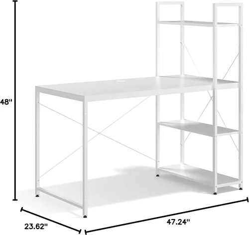 Vista 2 de Ames - Escritorio reversible para computadora de juegos de 47 pulgadas con estantes ajustables, escritorio de oficina en casa, gestión de cables