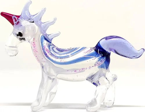 Vista 7 de Figuras en miniatura de unicornio soplado a mano, arte de cristal de fantasía, animales de fantasía, regalo coleccionable para decoración del hogar