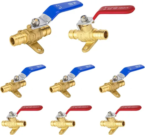 Vista 14 de Válvula de bola azul, válvula de cierre Pex A de 1/2 pulgada con oreja, válvula de bola de cierre Pex de puerto completo de latón para agua, aire