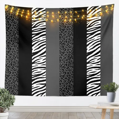 Vista 3 de Leopard Print Tapestry,Cheetah Zebra Skin Rustic Farmhouse Wall Tapestries,Girls Women Room Decor,Geometric Stripes Patchwork Chic Wall Leopard 10