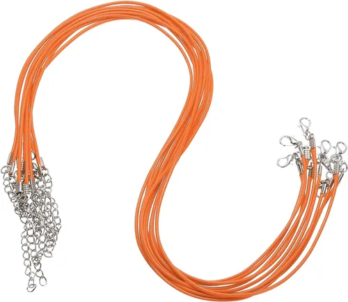 Vista 72 de MECCANIXITY 10 cordones de collar encerado de 18 pulgadas, cadena de collar a granel con cierre de 0.059 in de cuerda de cuero encerado para hacer