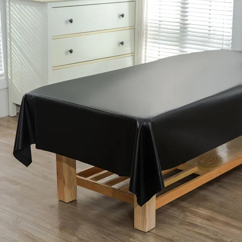 Vista 3 de WenBags - Sábanas de mesa de masaje de PVC reutilizables y gruesas, impermeables y a prueba de aceite, fundas de cama de masaje para masajes de Negro