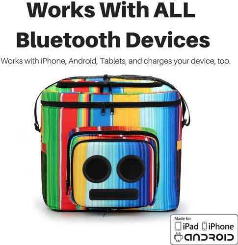 Vista 5 de Super Real El enfriador número 1 con altavoces y subwoofer (Bluetooth, 20 vatios) para fiestas/festivales/barco/playa. Enfriador de altavoces