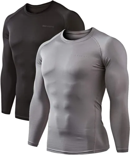 Vista 16 de DEVOPS Paquete de 2 camisas térmicas de compresión de manga larga para hombre 1#) Negro/Negro
