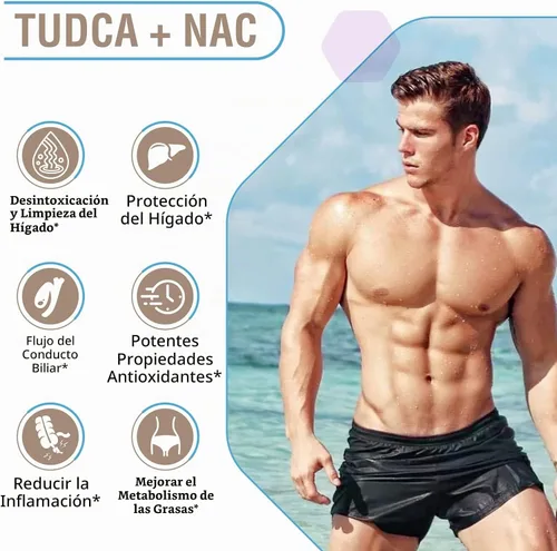 Vista 5 de TUDCA con suplemento NAC 1200mg - 60 cápsulas, 1 paquete
