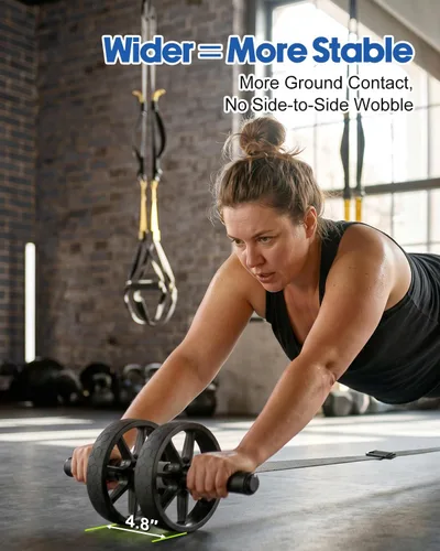 Vista 9 de VINSGUIR Ab Roller Wheel for Beginners to Pros, Ab Roller with Adjustable & Detachable Resistance Band, Core Workout Equipment for Home Gym