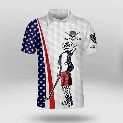 Vista 2 de TEEMAN Camisetas de golf divertidas personalizadas para hombres, camisetas de golf locas para hombres, divertidas camisas de golf polo de manga