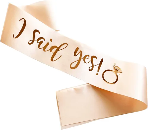Vista 10 de Banda con texto en inglés "I Said Yes para mujer, propuesta de compromiso, banda de despedida de soltera para despedida de soltera, regalos de boda