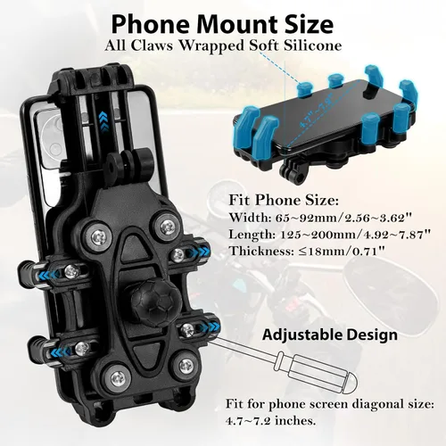 Vista 7 de EMERK Soporte para Teléfono de Motocicleta - [Amortiguador de Vibración Dual] [Anti-Vibración Anti-Robo] Soporte para Teléfono de Bicicleta, Cuna