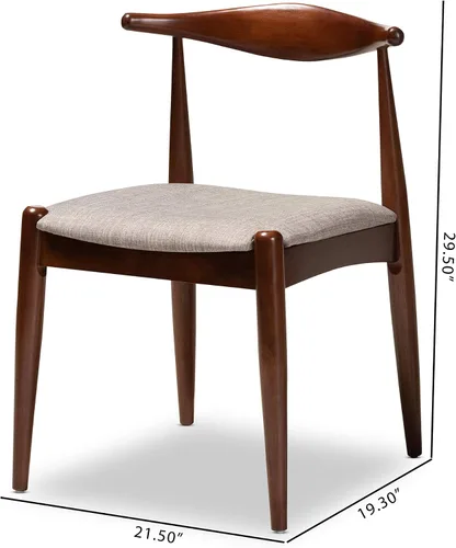 Vista 3 de Baxton Studio Sillas de comedor, tamaño único, gris claro/nogal