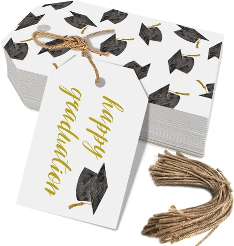 Vista 15 de 50 etiquetas de regalo de graduación, regalos de fiesta de graduación de felicitaciones para escuela secundaria o feliz universidad suministros