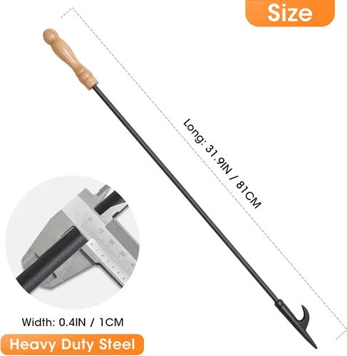 Vista 5 de Atizador de fuego para hoguera, atizador de chimenea de 32 pulgadas de acero sólido premium, atizador de fogata para chimenea, camping, estufa