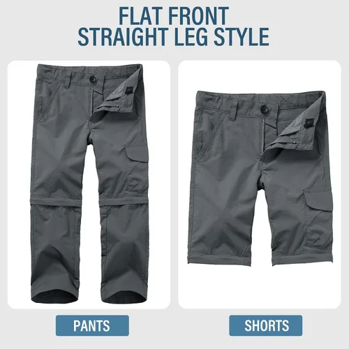 Vista 3 de Asfixiado Pantalones cargo para niños, casuales para exteriores, de secado rápido, impermeables, senderismo, escalada, convertibles