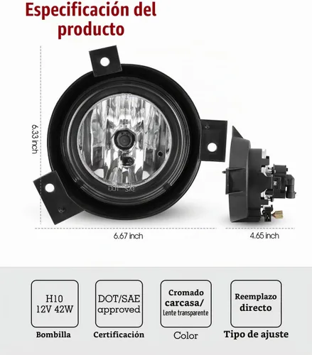 Vista 6 de Faros antiniebla para Ford Ranger 2001-2003 Conjunto de luz antiniebla 2 unids Lente Transparente