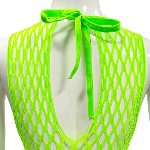 Vista 4 de Lencería de red para mujer, babydoll sin mangas, cuello halter, transparente, body de peluche, ropa de noche