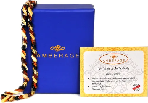 Vista 2 de AMBERAGE Collar de ámbar báltico natural para adultos, Ámbar