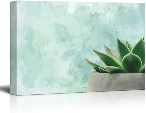 Vista 13 de Wall26 - Lienzo decorativo para pared (12.0 x 18.0 in), diseño de cactus sobre fondo azul