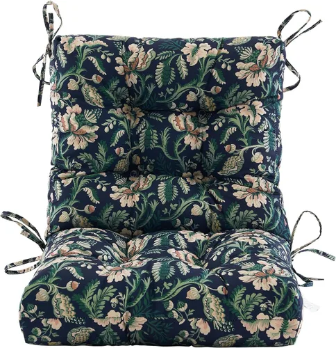 Vista 2 de BLISSWALK Cojines para sillas de exterior, 40 x 20 x 4 pulgadas, cojín de mimbre grueso con respaldo bajo y lazos para muebles de patio, floral