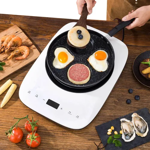 Vista 2 de Sartenes antiadherentes romántica círculo círculo huevo sartén multifunción tortilla sartén desayuno sartén anti-quemaduras fácil de colgar completo