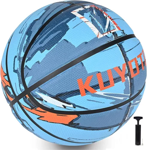 Vista 25 de KUYOTQ - Baloncesto para niños, jóvenes y adultos, tamaño 3/4/5/6/7 (22/25.5/27.5/28.5/29.5"), baloncesto premium de goma o cuero sintético