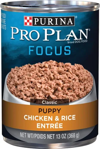 Vista 2 de Purina Pro Plan Focus - Alimento enlatado de arroz con pollo para cachorros (12 x 13 onzas)