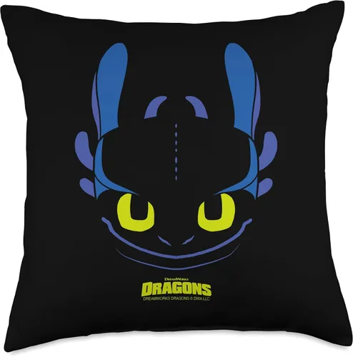 Vista 5 de DreamWorks Dragons Toothless Night Fury - Almohada para disfraz de cara grande, 16 x 16 pulgadas, multicolor