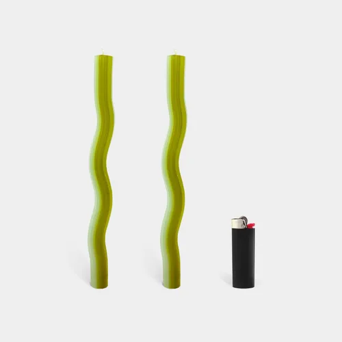 Vista 5 de Wiggle Candles - Velas cónicas de diseño bailarín, colores brillantes, 7/8 pulgadas de diámetro x 11 pulgadas de largo, diseñadas por Lex Pott, Verde