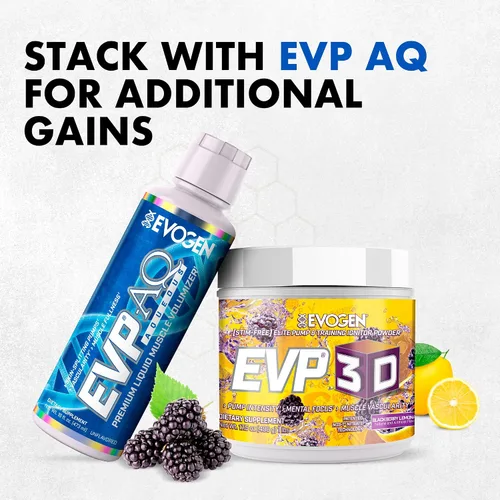 Vista 6 de Evogen EVP-3D Stim-Free Pre-Workout BlackBerry Lemonade 40 porciones Nitrato de arginina, L-citrulina, beta-alanina y creatina con melena