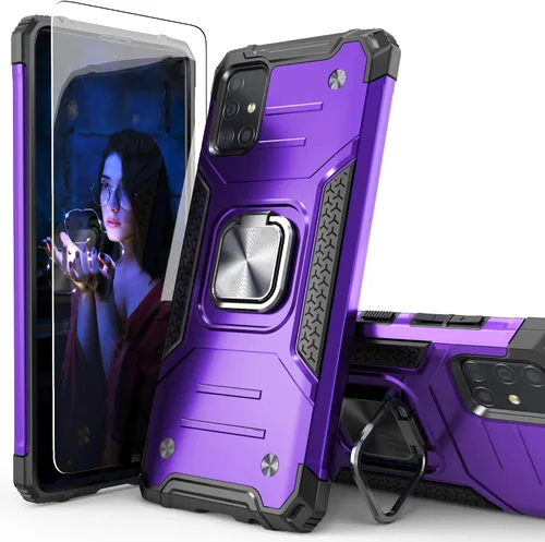 Vista 9 de Funda para Galaxy A71 5G con protector de pantalla, a prueba de caídas, ajuste delgado, con soporte para automóvil, funda protectora ligera