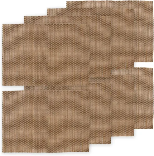 Vista 12 de BambooMN Mantel individual de bambú/tapete rodante de sushi - 18" x 13" - marrón, 4 piezas