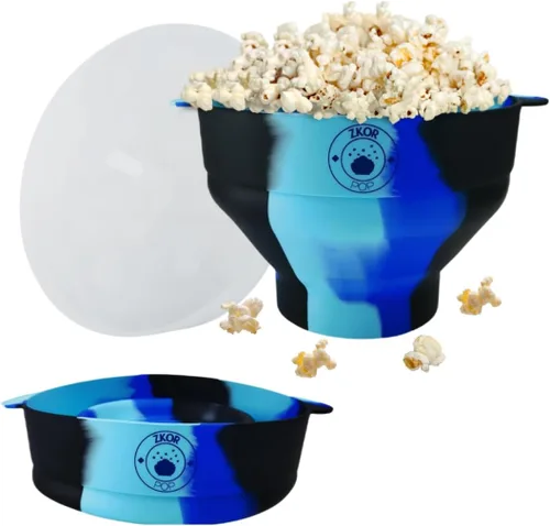 Vista 12 de Palomitas de maíz de silicona para microondas, cuenco plegable, para hacer palomitas de maíz para microondas, reutilizable, palomitas de maíz sin