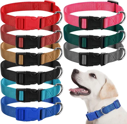 Vista 8 de 9 piezas de collar ajustable para perro, collar de nailon suave para mascotas con hebilla de liberación rápida a granel para perros, caminar