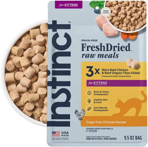 Vista 12 de Instinct Freeze Dried Raw Meals, Natural Cat Food, Chicken, 9.5 oz. Bag