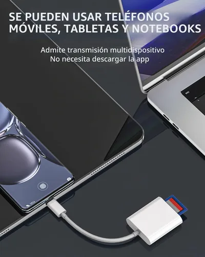 Vista 4 de USB C SD Card Reader Dongle (2 en 1) Tipo-C Multipuerto Micro SD TF Cámara Adaptador de memoria C Flash Drive 3.0 MacBook Pro Compatible para Galaxy