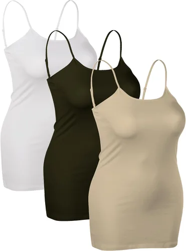Vista 210 de Emmalise Camisola larga casual básica para mujer, con tirantes ajustables, top en capas